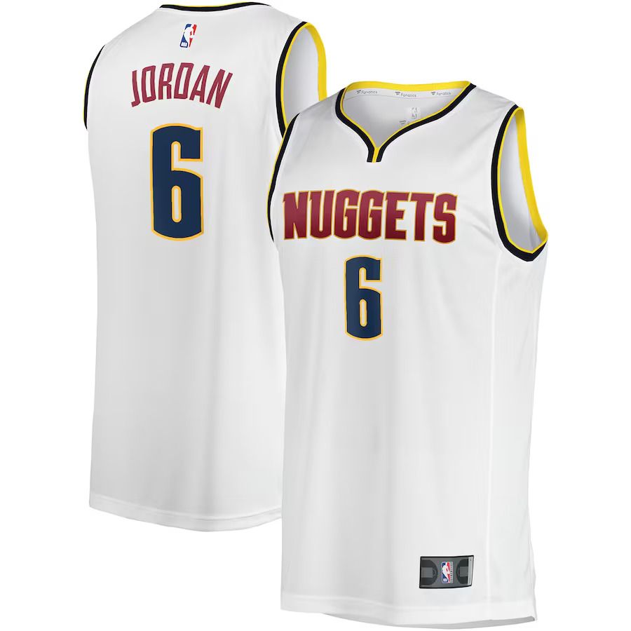 Men Denver Nuggets #6 DeAndre Jordan Fanatics Branded White Fast Break Player NBA Jersey